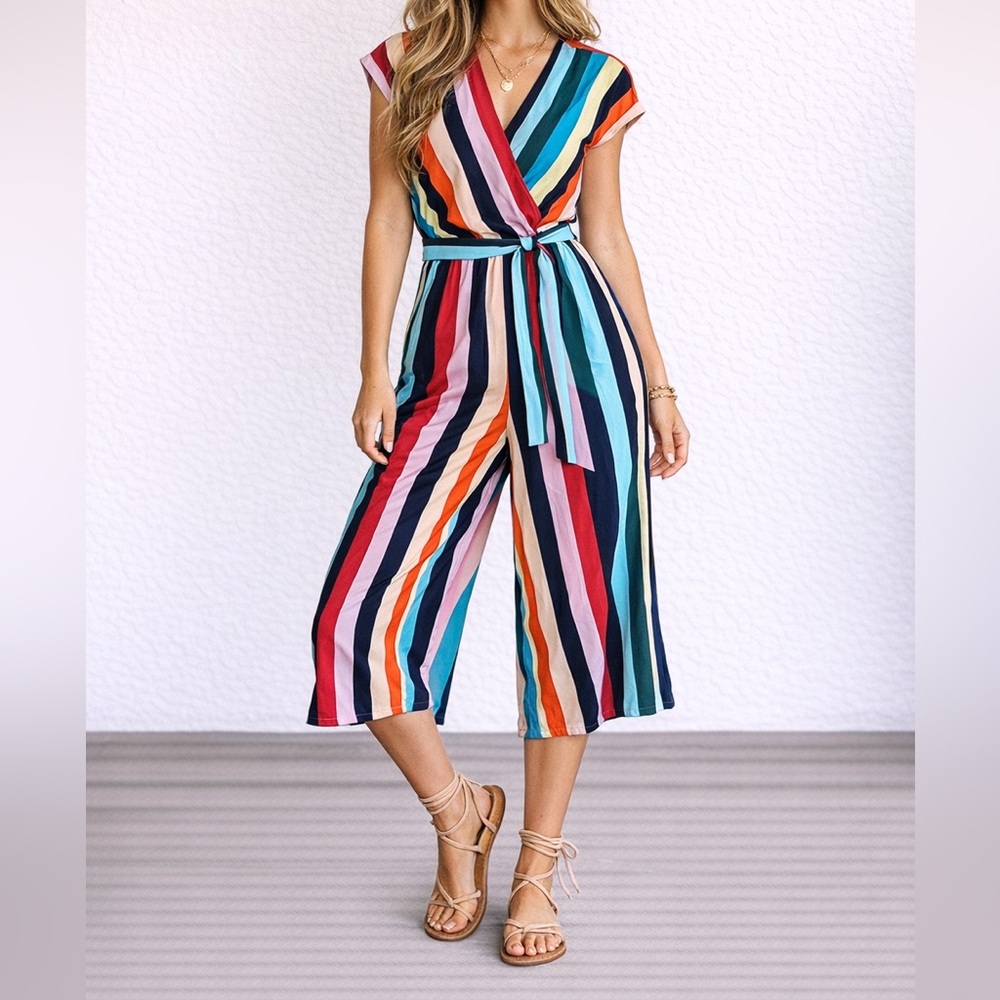 Mod X Rainbow Striped Jumpsuit Size Small